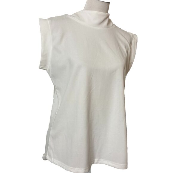 One Eleven North White Shirt Size L High Neck Cap Sleeves - Picture 2 of 10